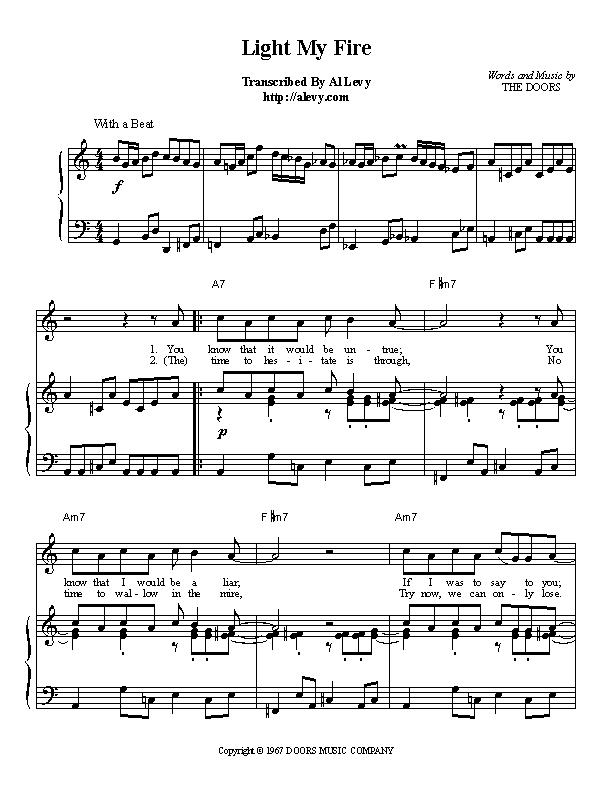 The Door S Light My Fire To Order The Sheet Music Or The Complete Midi File Click Here Back To The Great Songs Of The Sixties Page The Piano Bar Or Return To Main Lobby To Order The Complete Midi File Or The Sheet Music Please Click Here